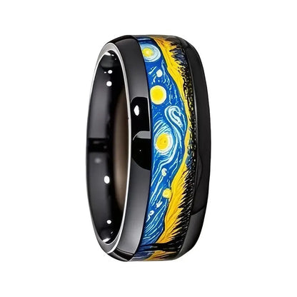 Starry Night Inspired Ceramic Ring