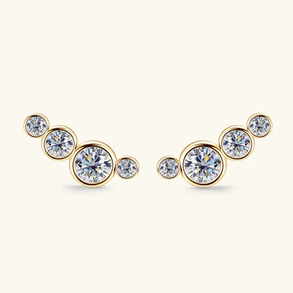 Gold Multi-Crystal Stud Earrings