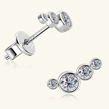 Gold Multi-Crystal Stud Earrings