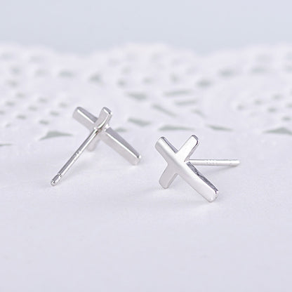Minimalist Cross Stud Earrings